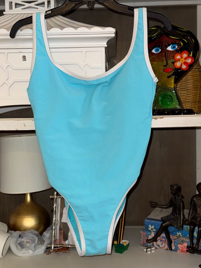 Lainsnow Medium M Ribbed One Piece Swimsuit Ocean Isle Aqua — image 5 of 7